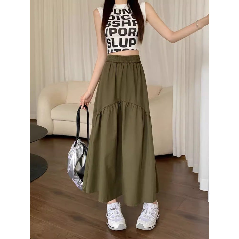 Womens Versatile Stylish Pleated Patchwork Skirt