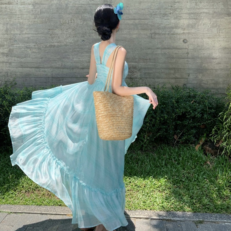 Women's Mint Manbo Design Neck Hanging Dress