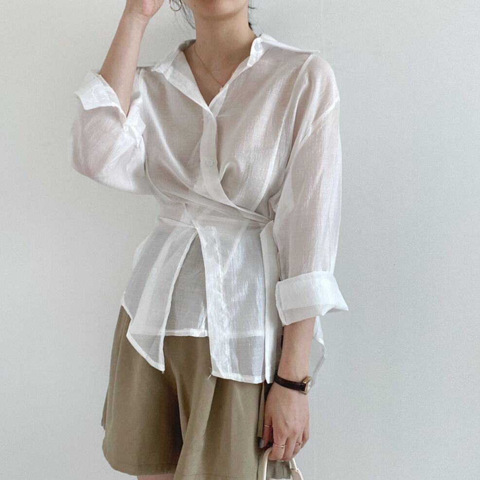 Irregular Buttoned Lapel Shirt Women Temperament