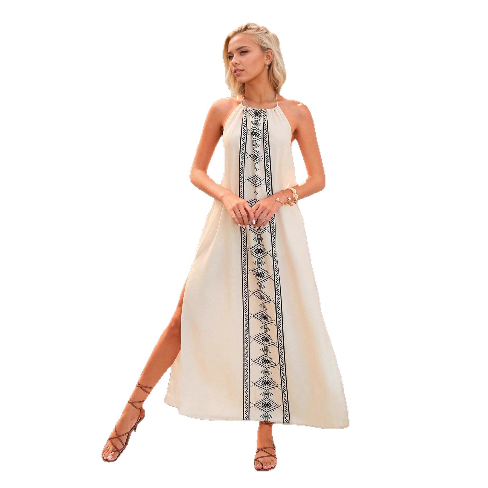 Womens Backless High-Slit Holiday Slip Dress