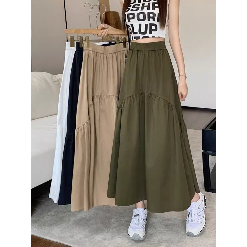 Womens Versatile Stylish Pleated Patchwork Skirt