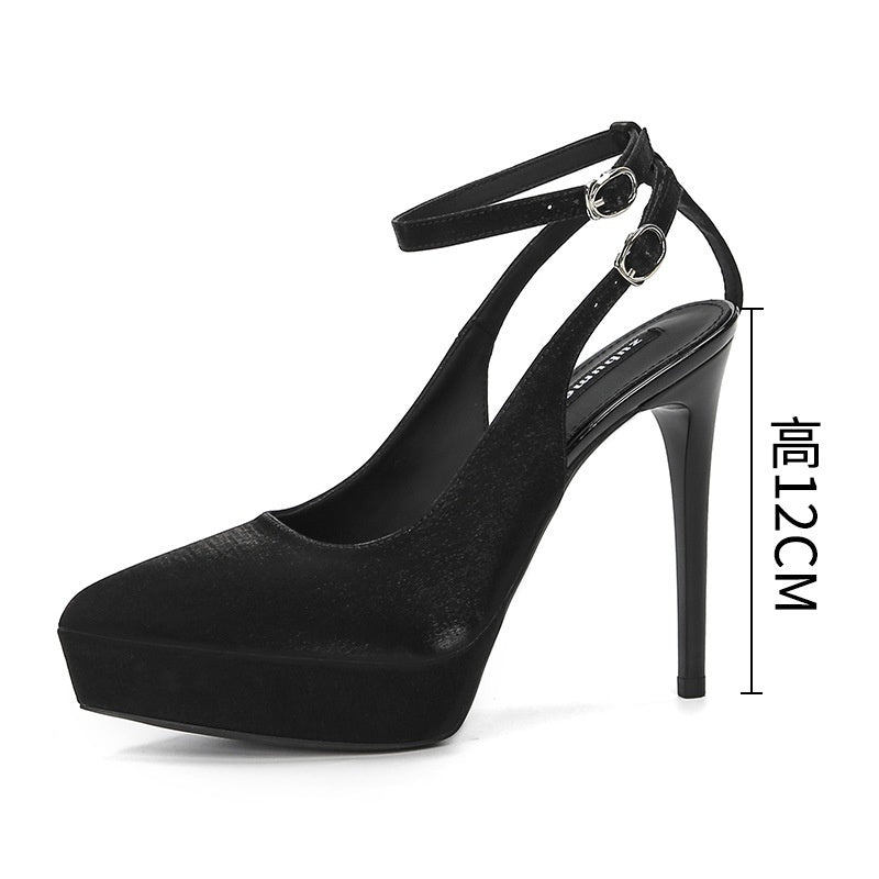 Waterproof Platform Suede Pointed Stiletto Heel High Heels