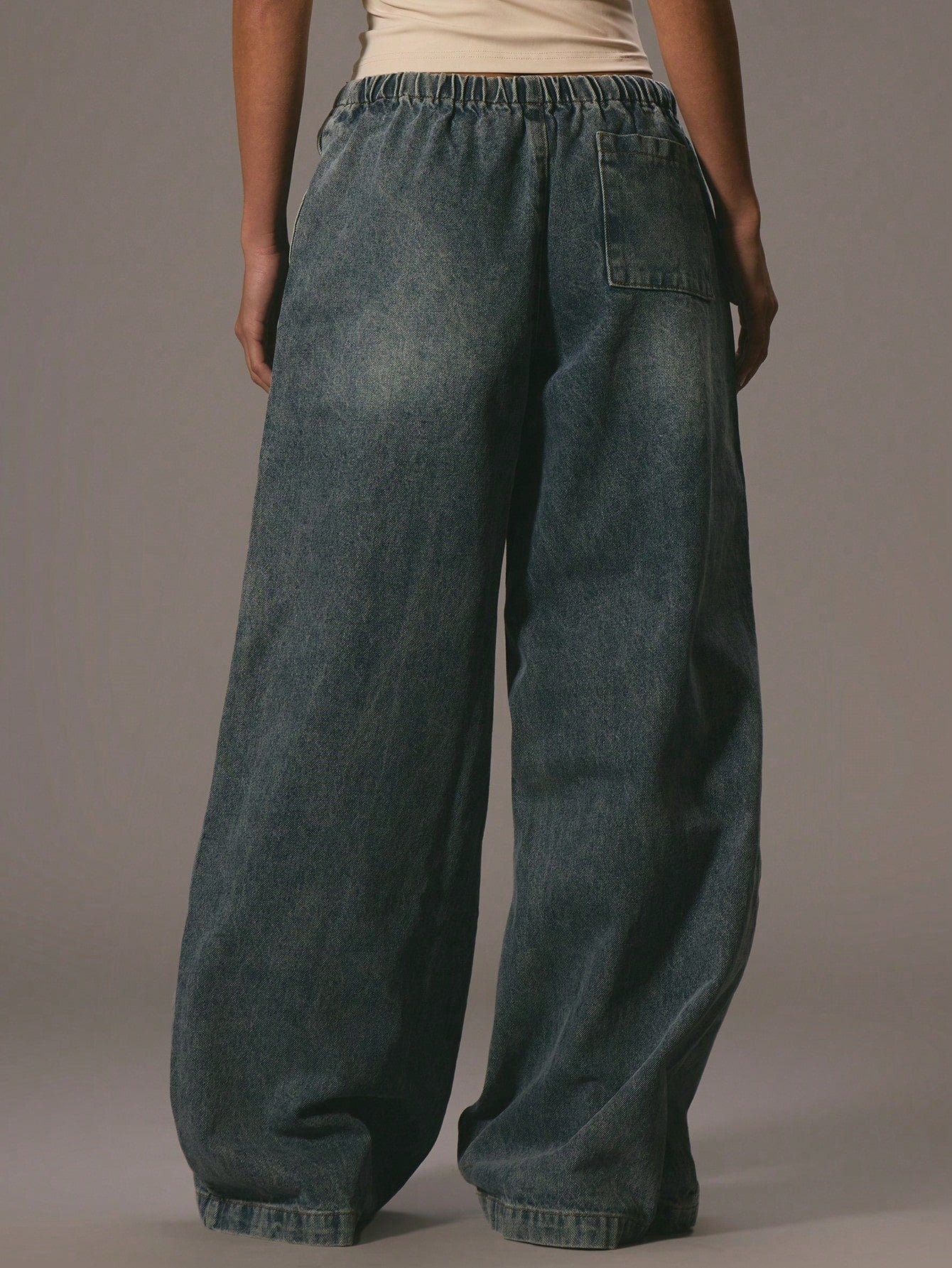 Drawstring Denim Pants For Elegant Casual Vacation