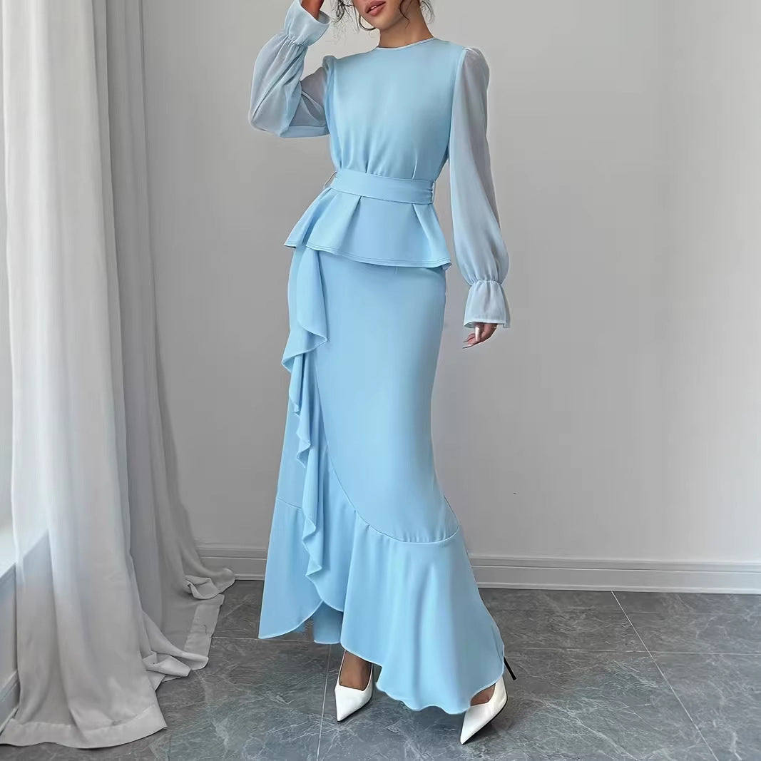 Fashionable Irregular Ruffle Hem Slip Dress