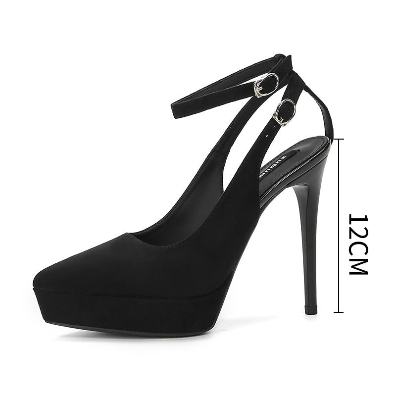 Waterproof Platform Suede Pointed Stiletto Heel High Heels