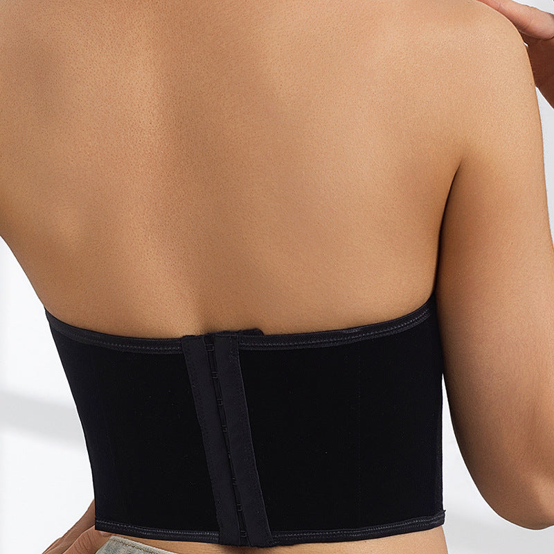 Sexy Deep-V Bandeau Backless Underwire Fishbone Diamond-patterned Tank Top