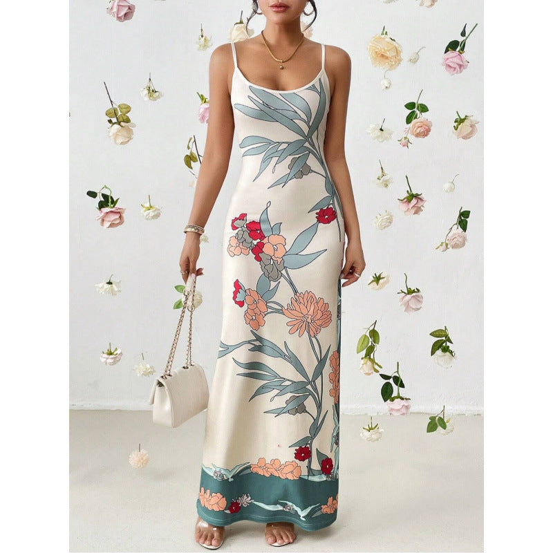 Printed Bodycon Long Slip Dress