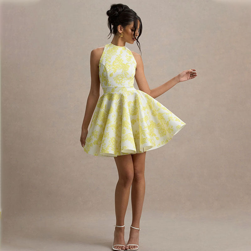 Chic Sleeveless High-waisted Backless Printed Dress