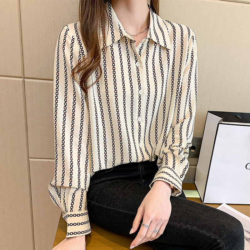 Fashion Personality Stripe Printed Shirt Women