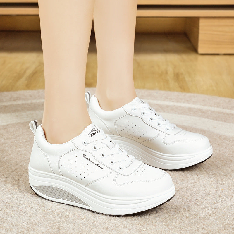 Women's Thick-soled Sports Casual Versatile White Shoes