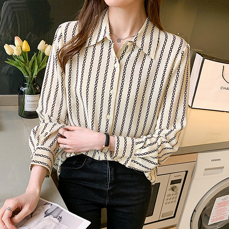 Fashion Personality Stripe Printed Shirt Women