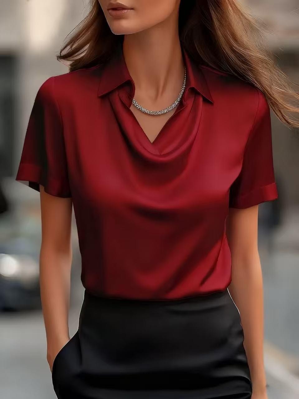 Simple Boat-neck Blouse For Women