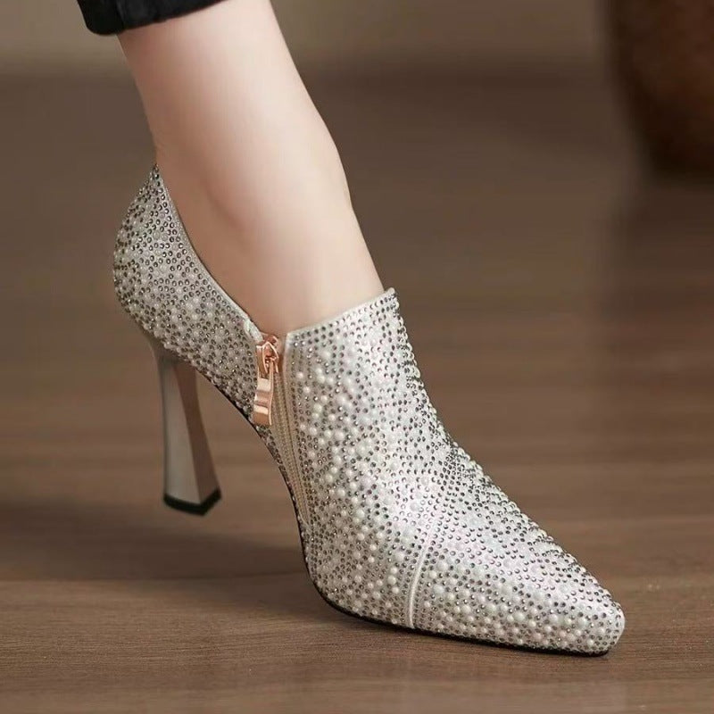 New Springautumn Deep-toe Champagne-colored High Heels For Women