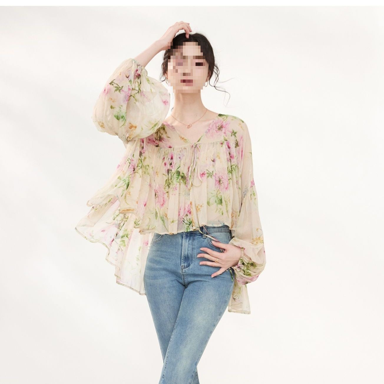 Lightweight Luxe French-Style Printed Sun-Protective Shirt