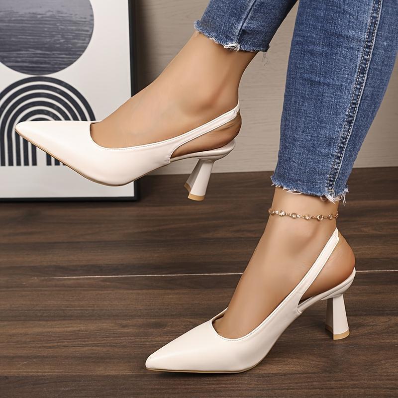 Women's Pointed Toe Stiletto Heel Pumps Elegant White