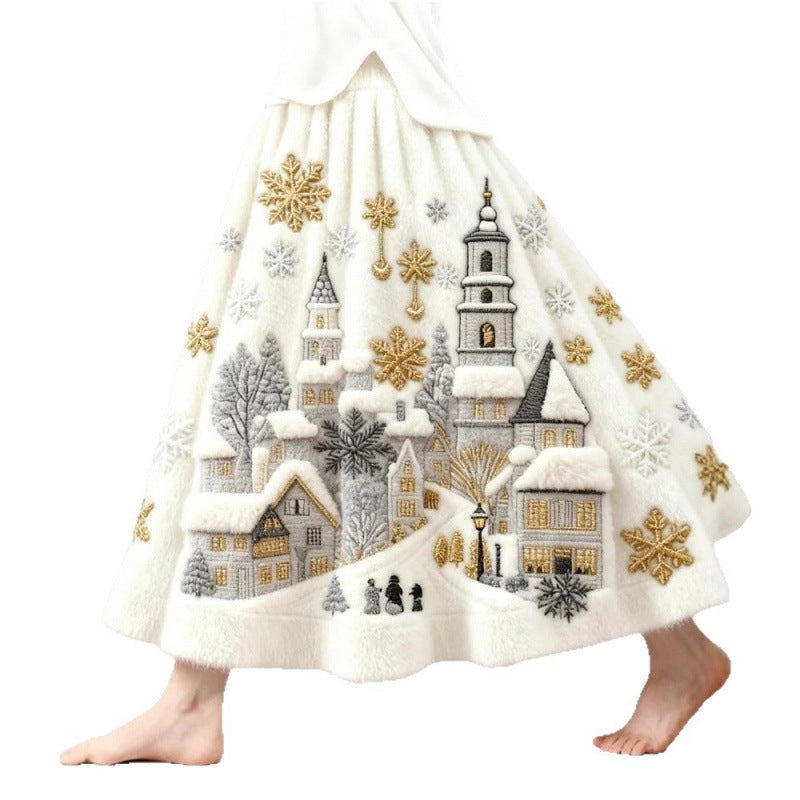 Stylish Womens Flared 3D-Printed Skirt