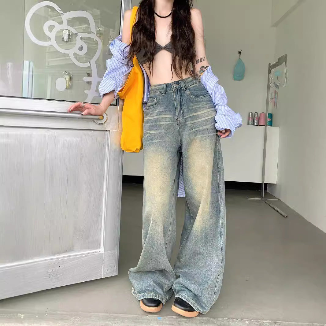 American Retro Distressed Straight Jeans