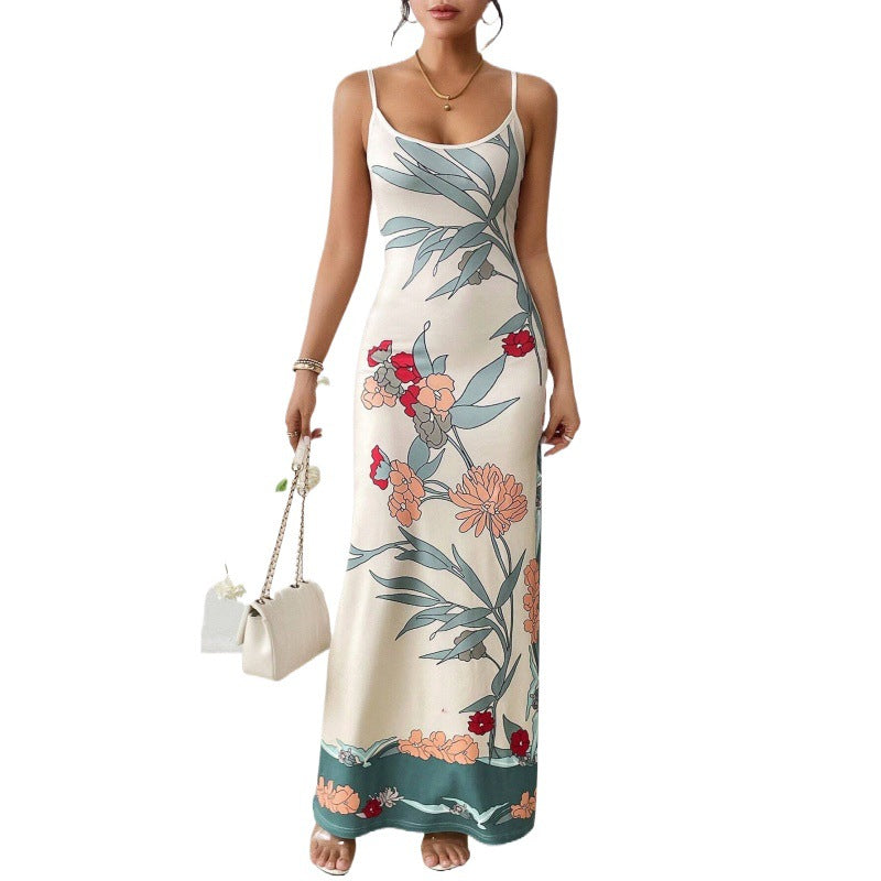 Printed Bodycon Long Slip Dress