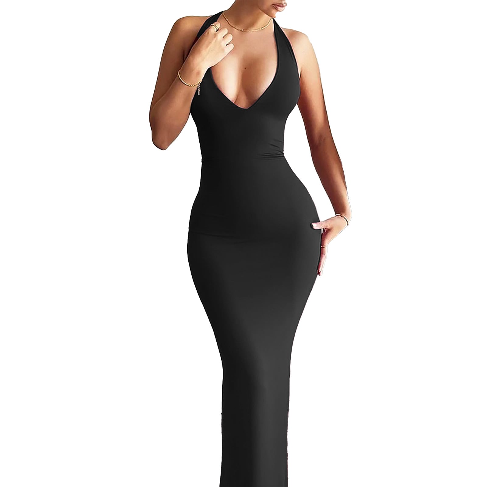 SpringSummer Halter Bodycon Dress One-Piece