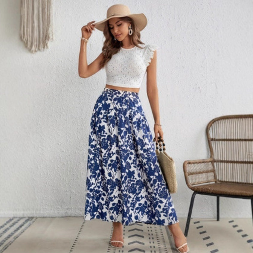 Elegant Floral High-Waisted Womens Skirt