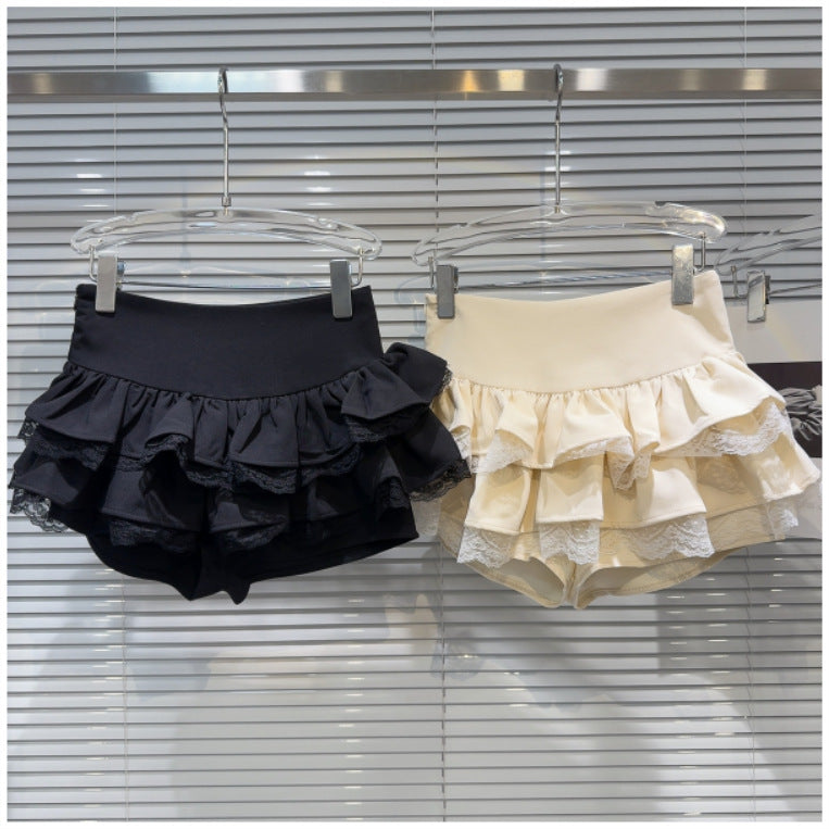 Womens Solid-Color High-Waisted Fluffy A-Line Skirt