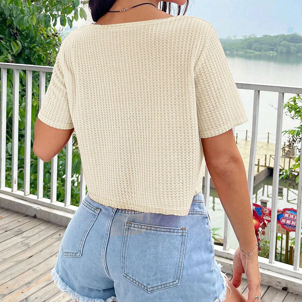 Simple Sexy V-neck Spicy Girl Design Short Crop Top
