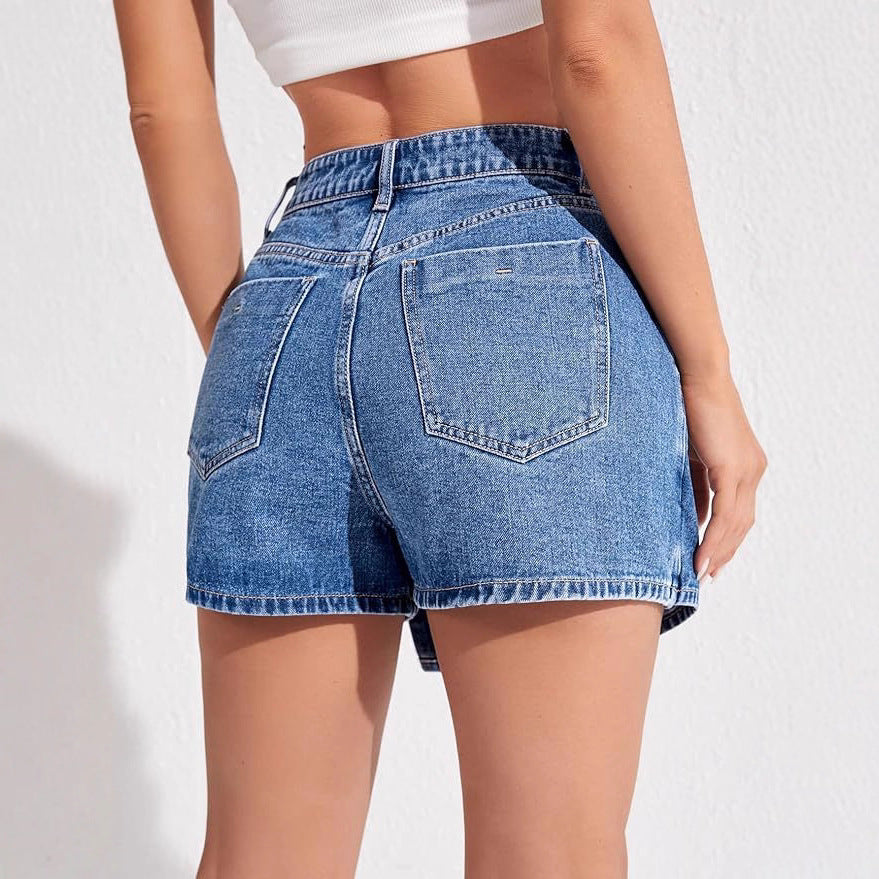 Womens Stylish Personalized Denim Skort With Side Slits