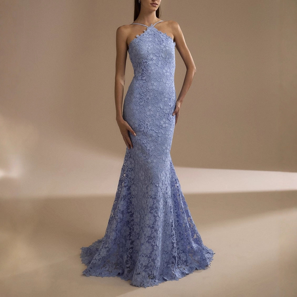 Elegant Lace Mermaid Evening Gown For Banquets