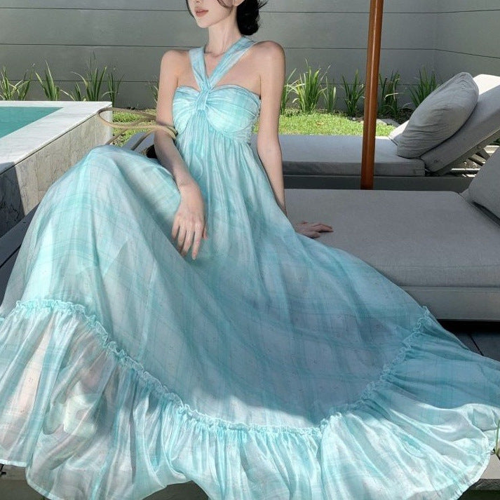 Women's Mint Manbo Design Neck Hanging Dress