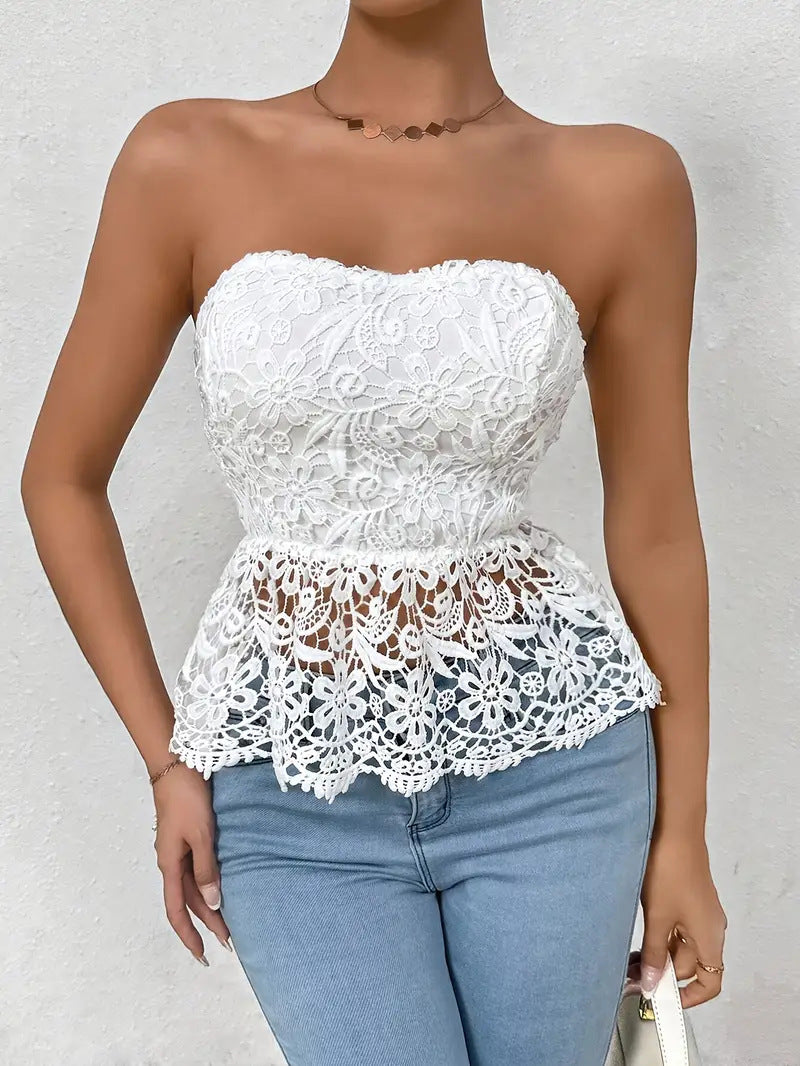 Women's Lace Embroidered Sleeveless Top