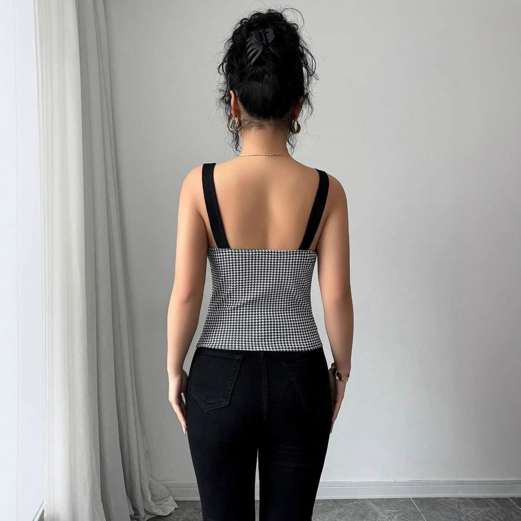 Figure-hugging Single-breasted Vest Adorned With A Mountain-pattern Design