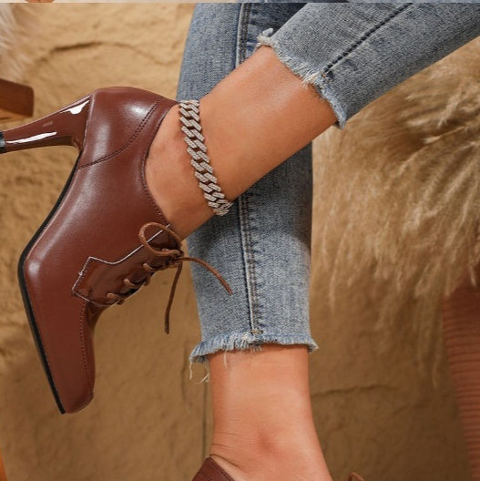 Womens Deep-V-cut Pointed-toe High-heeled Bootsversatile And Easy To Style