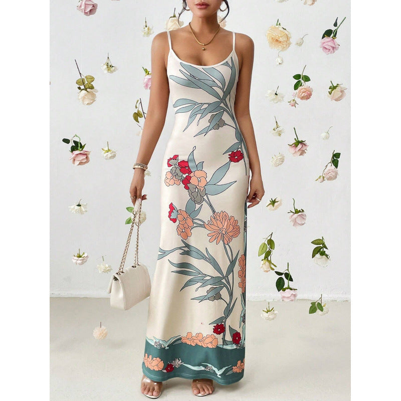 Printed Bodycon Long Slip Dress