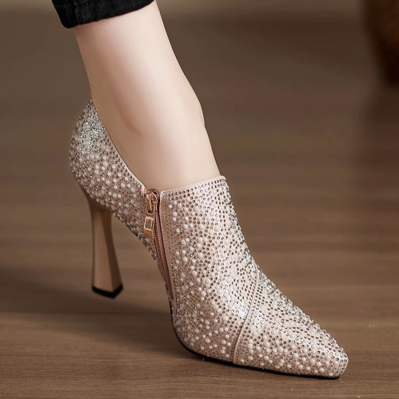 New Springautumn Deep-toe Champagne-colored High Heels For Women