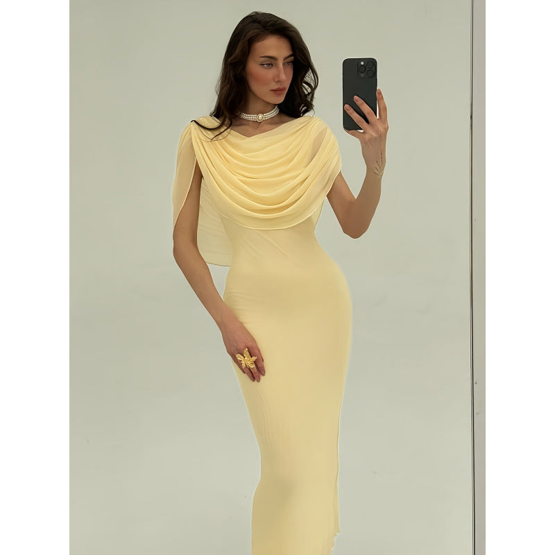 Elegant Solid-Color Slim-Fit Dress For Women