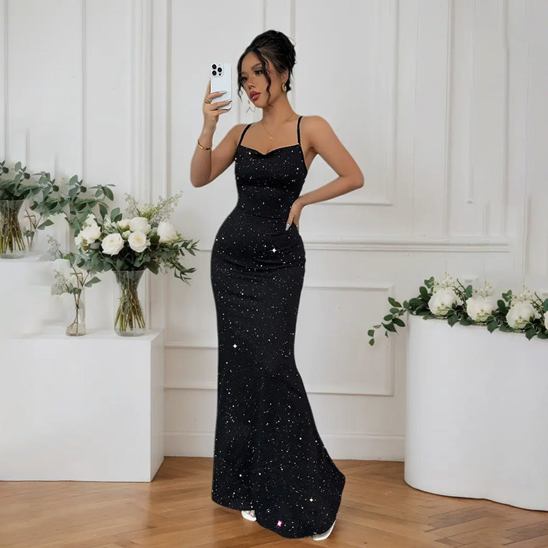 Chic Body-hugging Sexy Backless Sequin Slip Dress