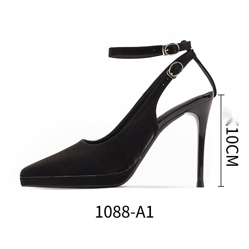 Waterproof Platform Suede Pointed Stiletto Heel High Heels