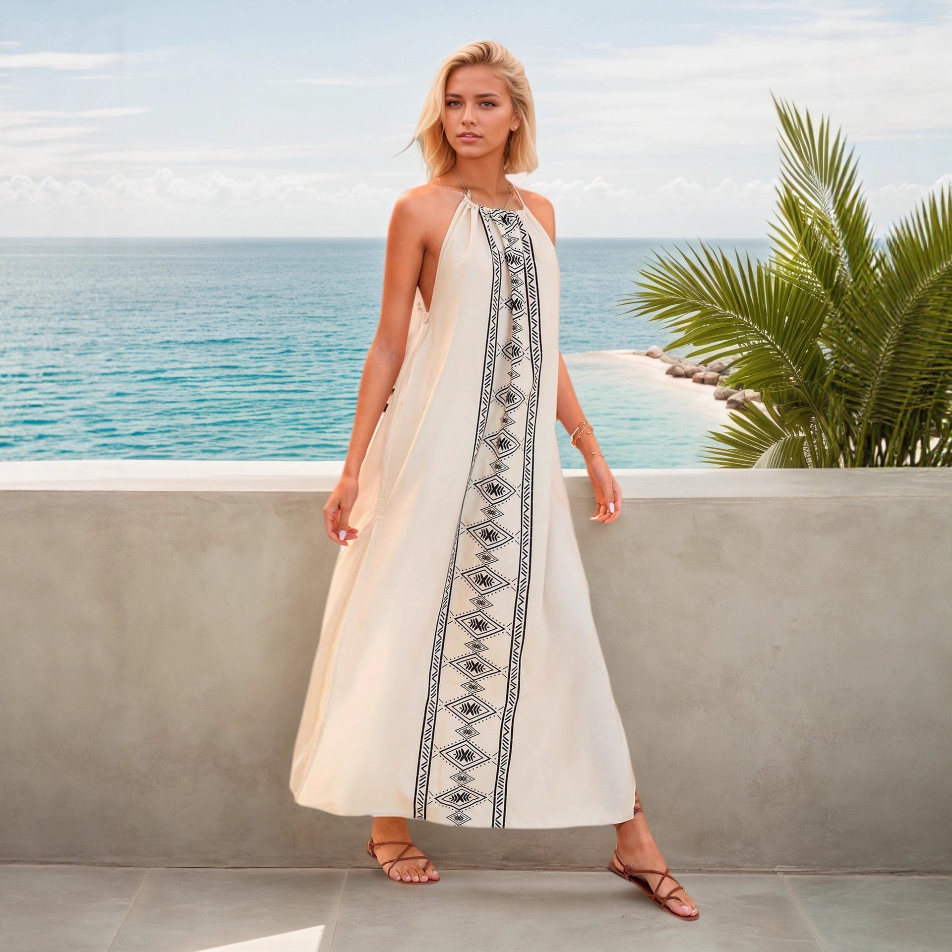 Womens Backless High-Slit Holiday Slip Dress