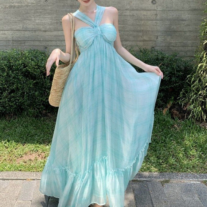 Women's Mint Manbo Design Neck Hanging Dress