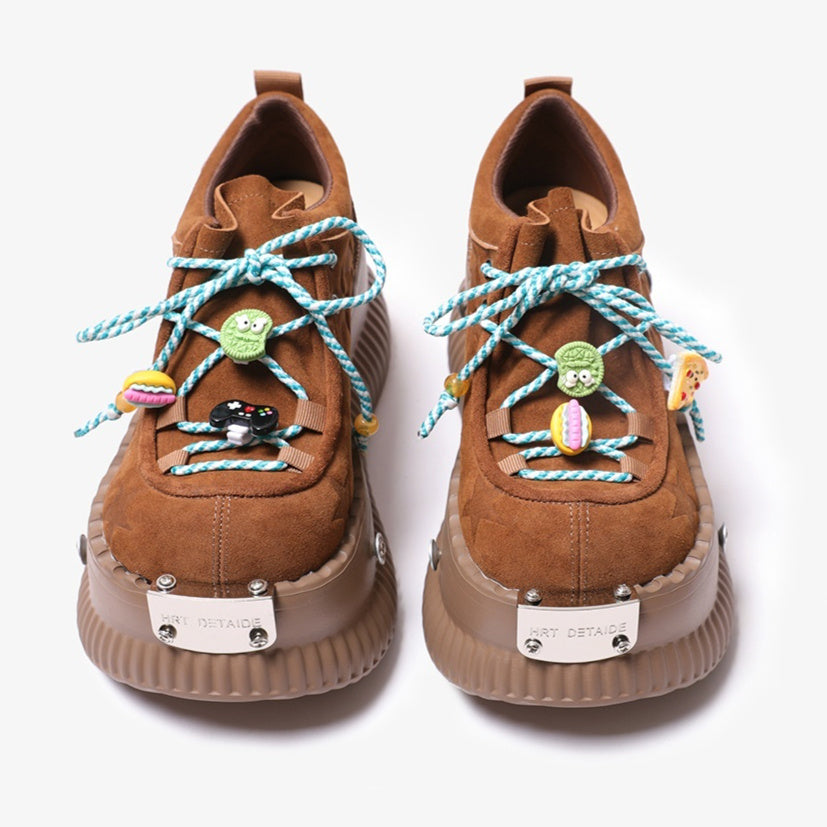 Dopamine Summer Platform Leather Shoes Lace-up Shoes