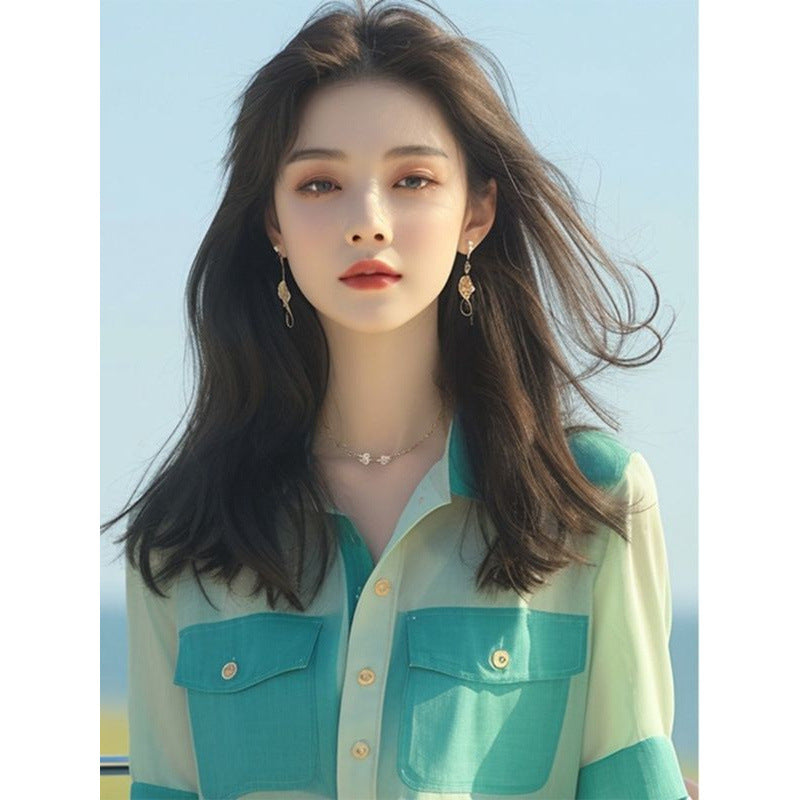 Women's Casual French Button Chiffon Top