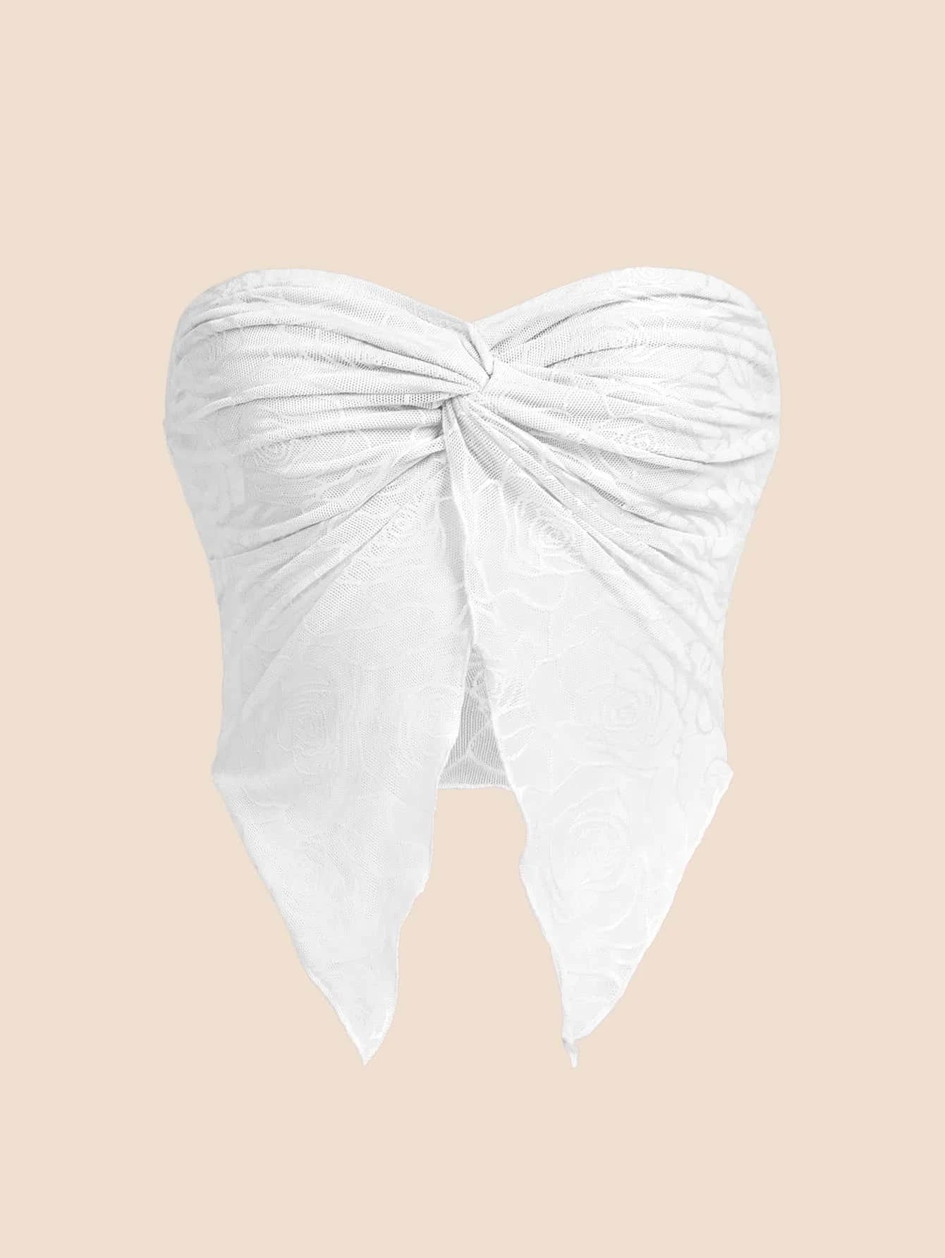 Mesh Stitching Chest Wrap Collar Backless Underwaist Women