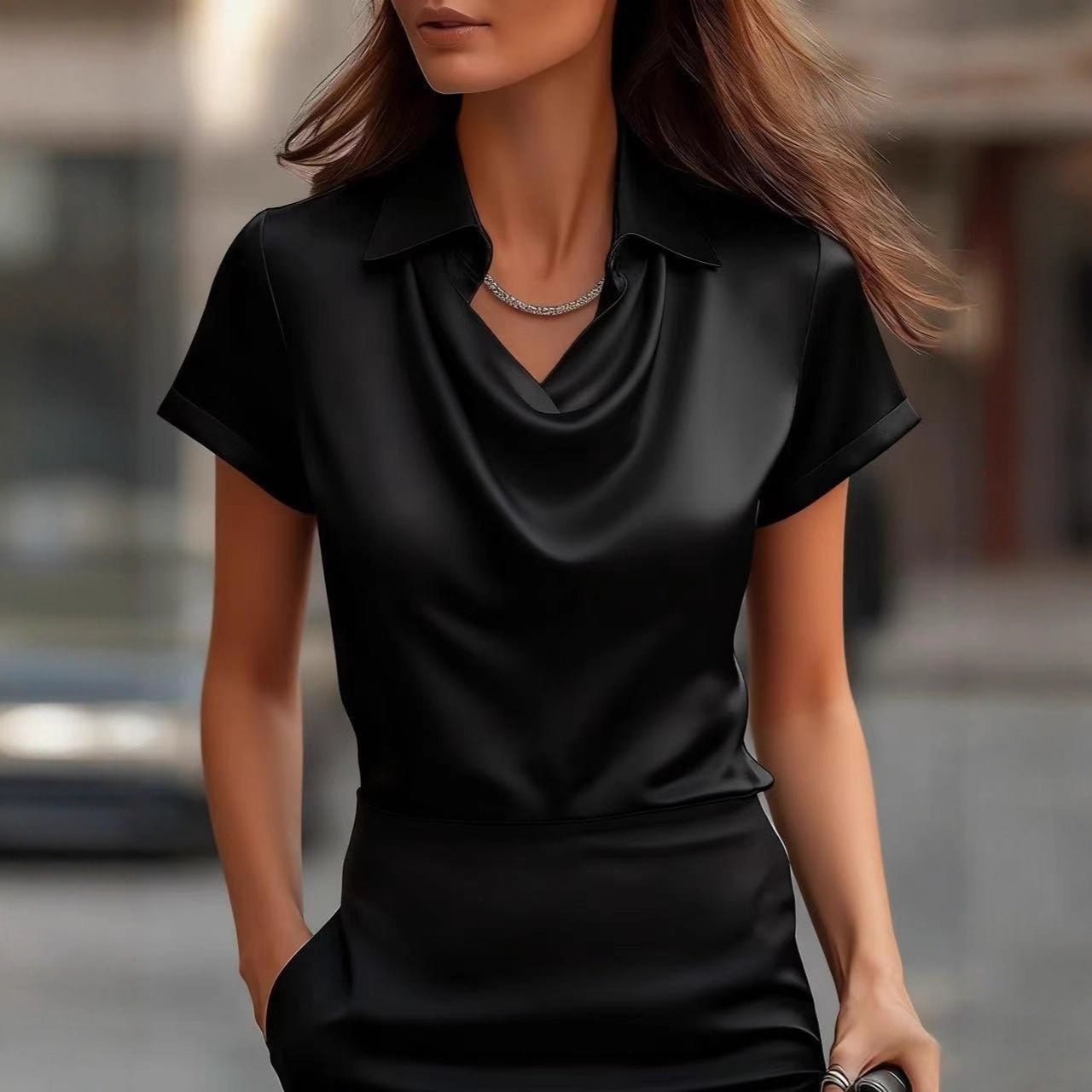 Simple Boat-neck Blouse For Women