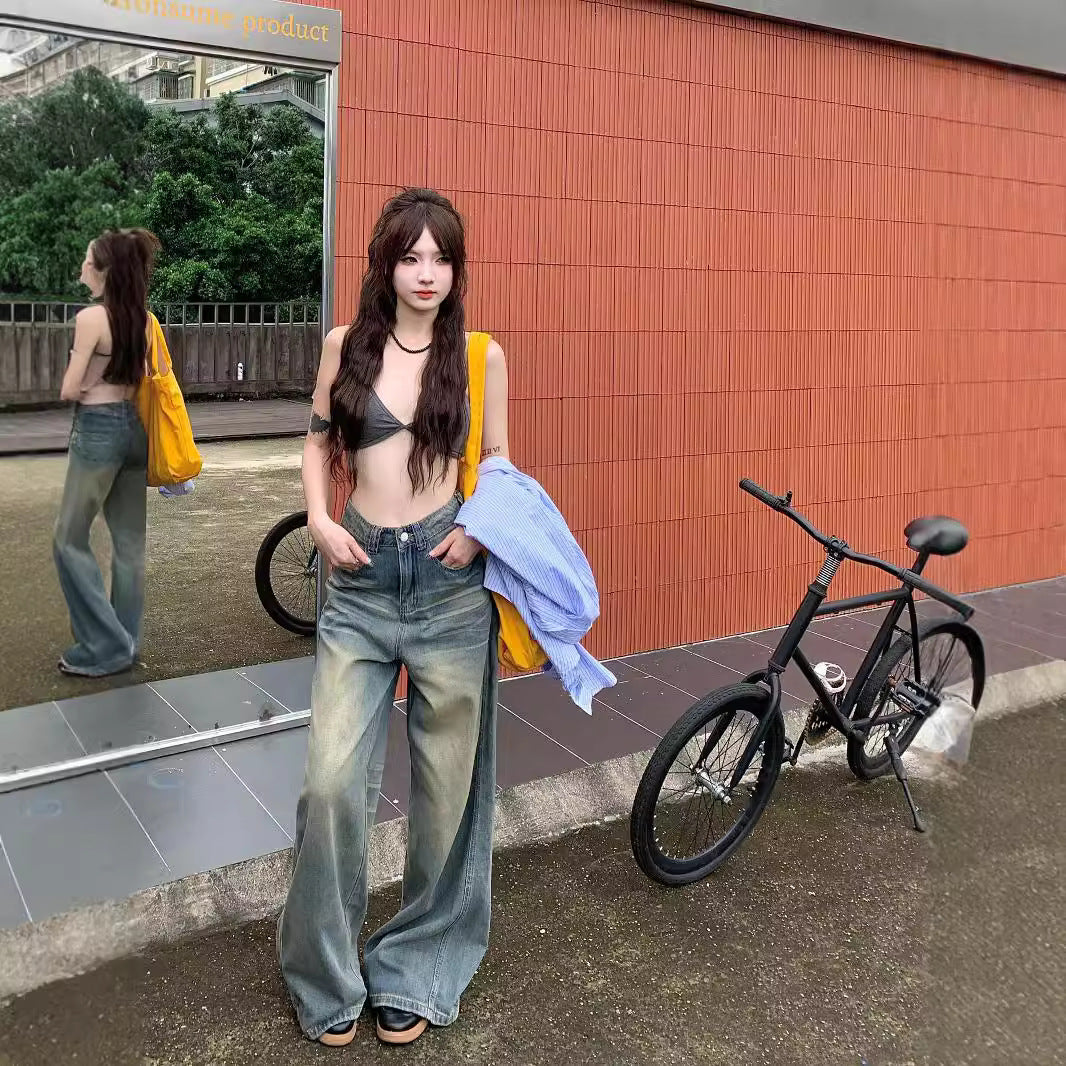 American Retro Distressed Straight Jeans