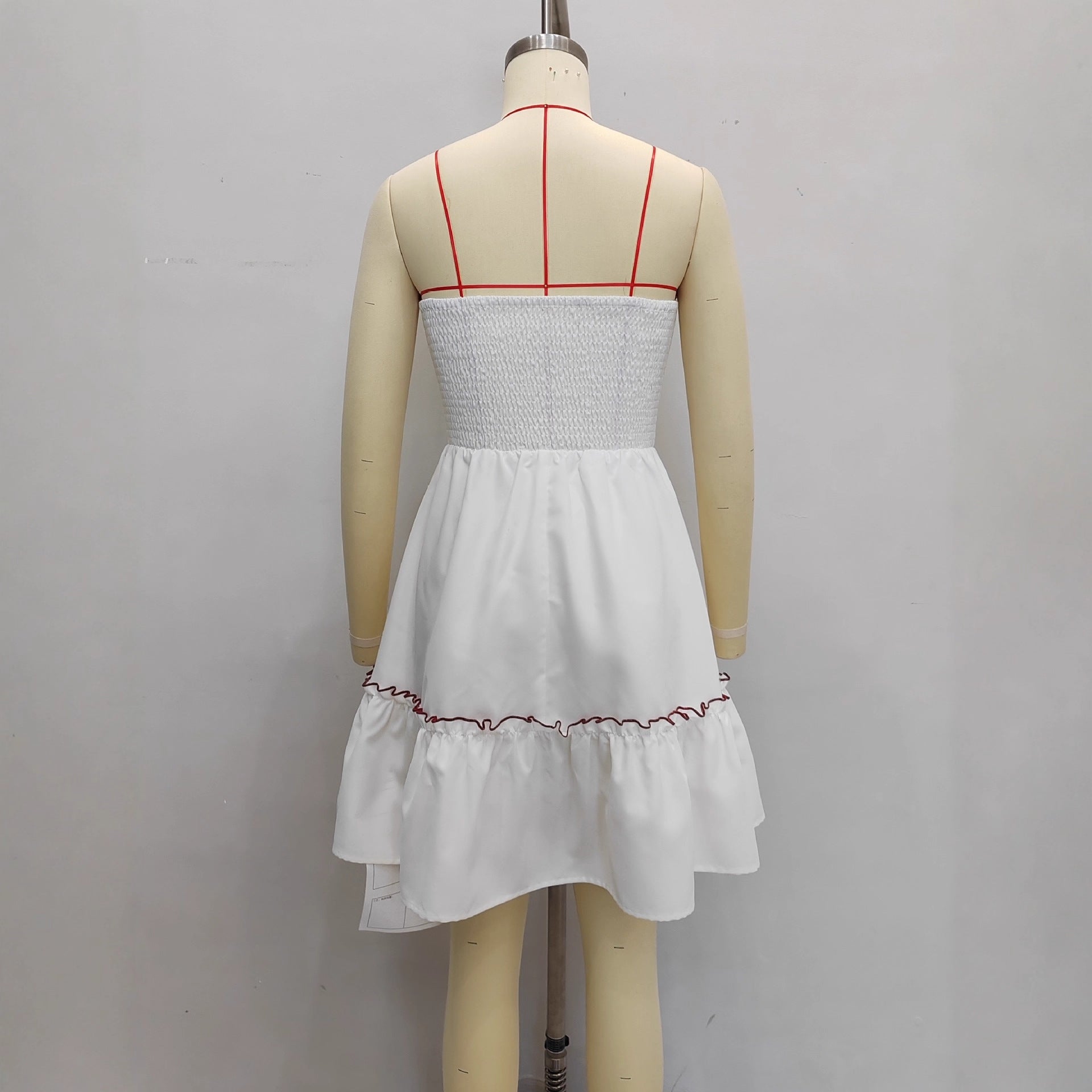 Retro Floral Print Patchwork Ruffle Dress